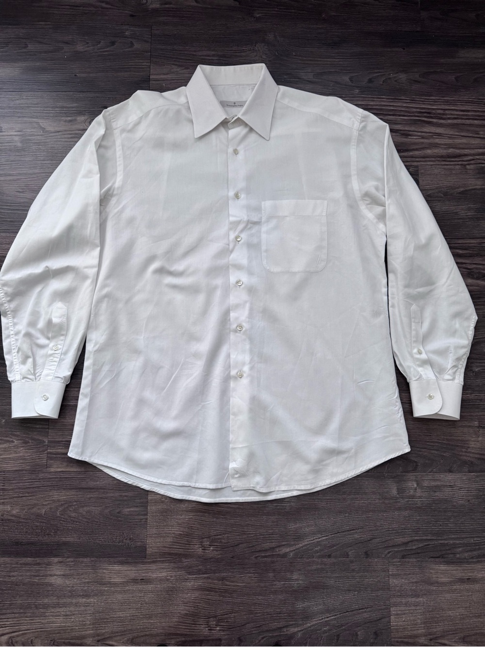 Ermenegildo Zegna White Men's Dress Shirt - Point Collar
